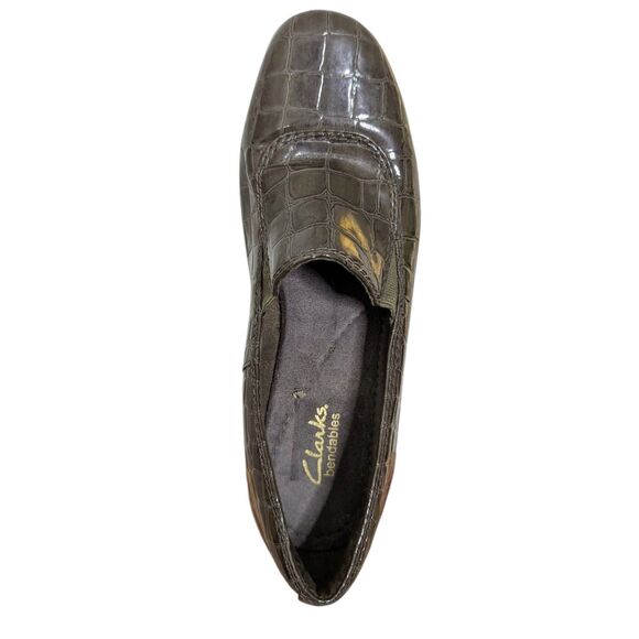 Clarks Bendables Size 7.5 (UK 5 / EU 38) Women’s Gray Slip-On Wedge Shoes Croc - Picture 10 of 14